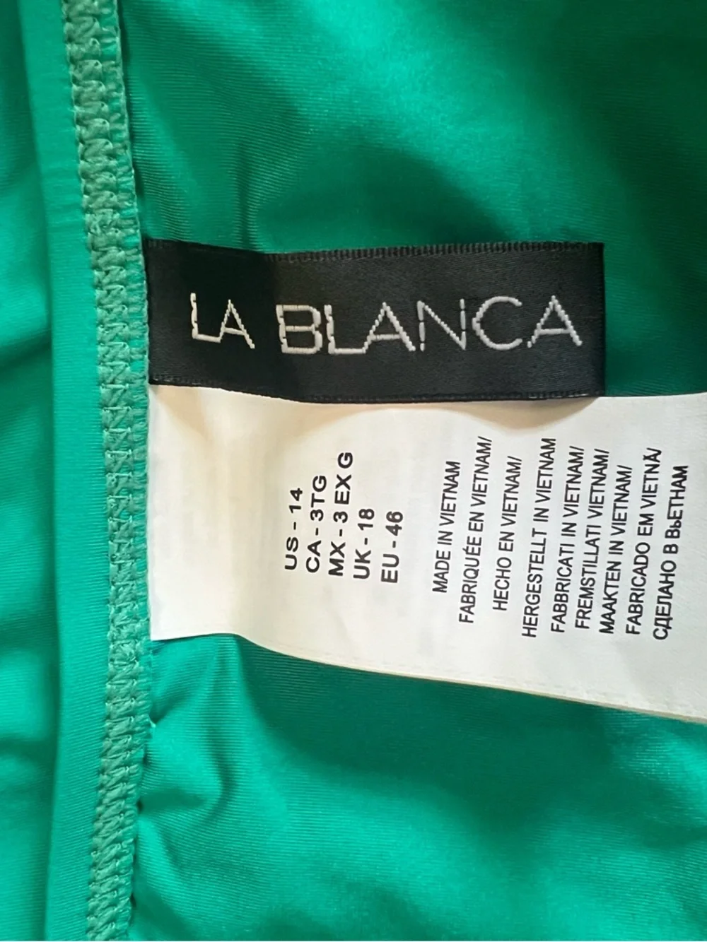 NWT La Blanca Womans Bright Green Island Goddess Side Tie Bikini Bottoms Size 14